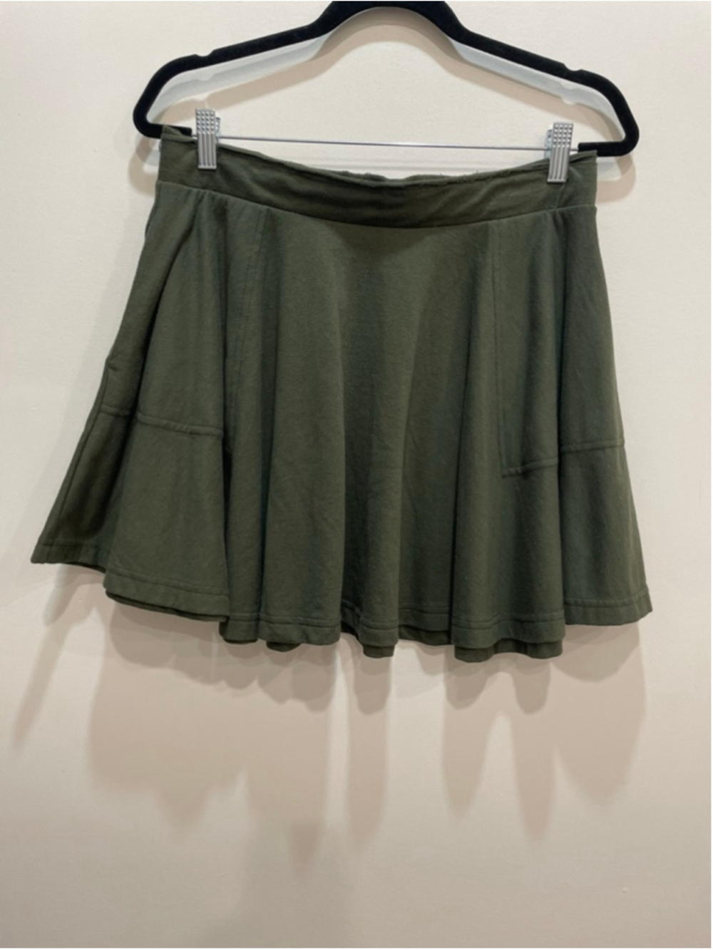 Free People We the Free Green Skater Skirt M French Terry Relaxed Casual
